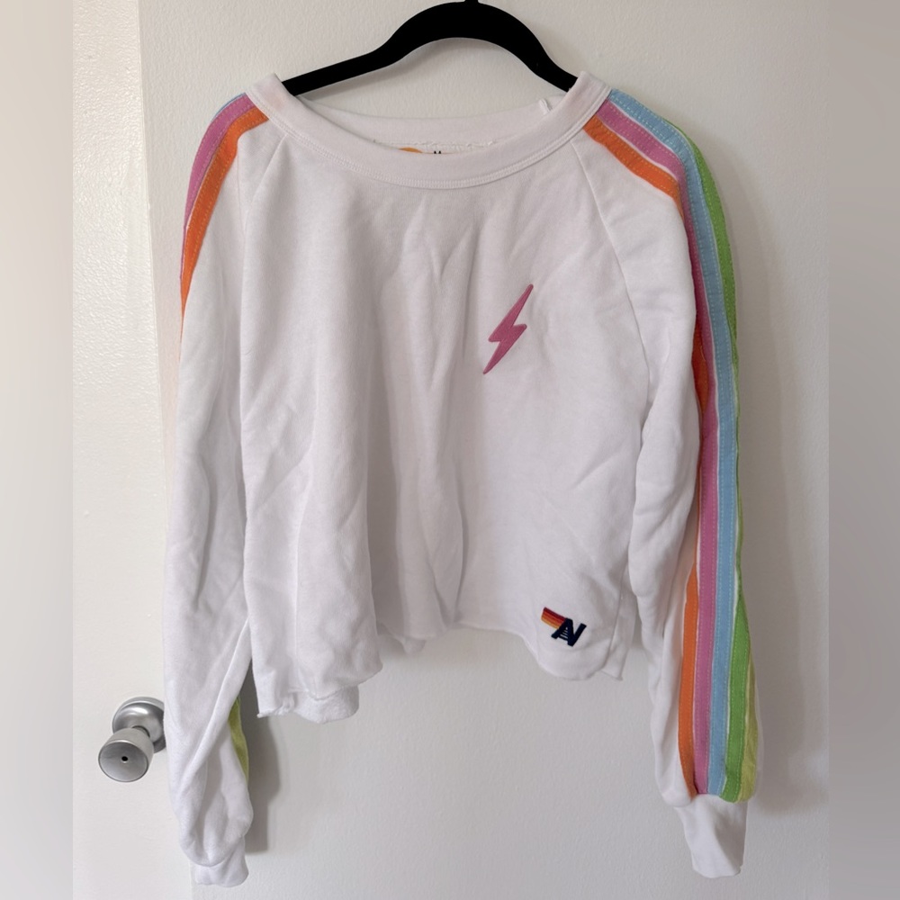 Aviator Nation | BOLT EMBROIDERY CLASSIC CROPPED CREW SWEATSHIRT